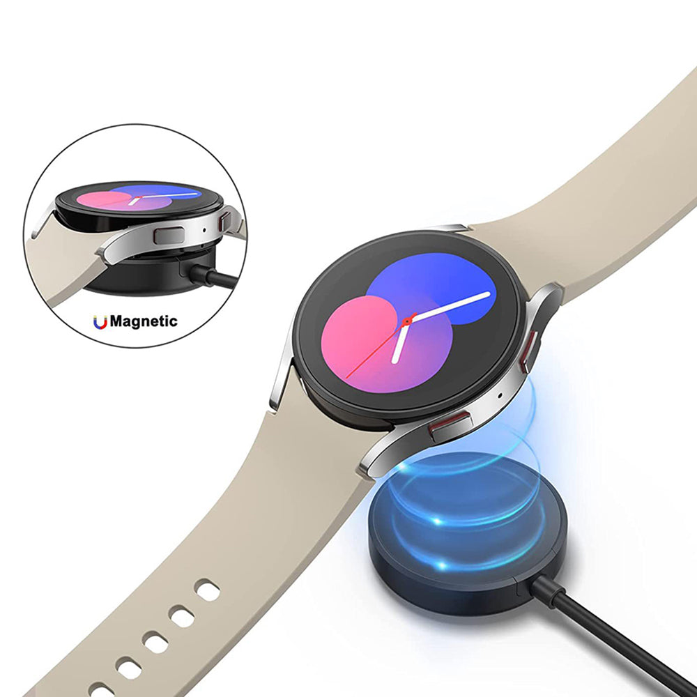 Techsuit - SmartWatch Wireless Charging Cable (TSC12) - for Samsung Galaxy Watch 3/4/5/6, USB, 2.5W, with Desk Holder - Black