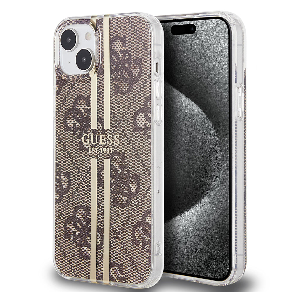 Guess - Hardcase IML 4G Gold Stripe (GUHCP15MH4PSEGW) - iPhone 15 Plus - Brown