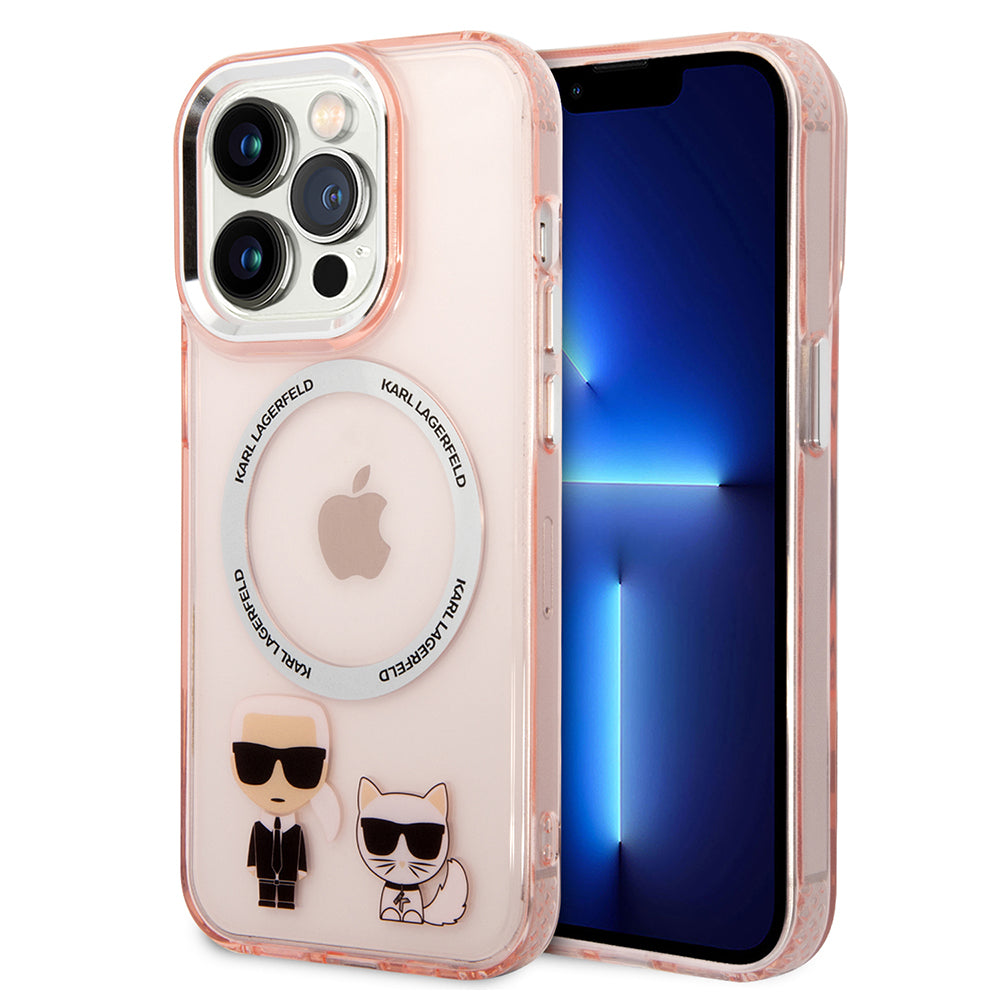 Karl Lagerfeld - Hardcase MagSafe (KLHMP14XHKCP) - iPhone 14 Pro Max - Pink Karl & Choupette Aluminium