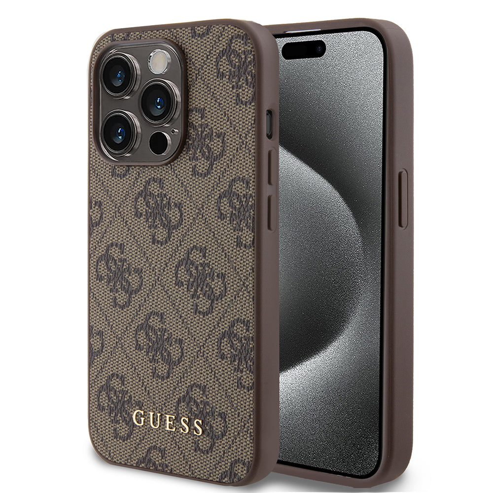 Guess - Hardcase 4G Metal Gold Logo (GUHCP15LG4GFBR) - iPhone 15 Pro - Brown