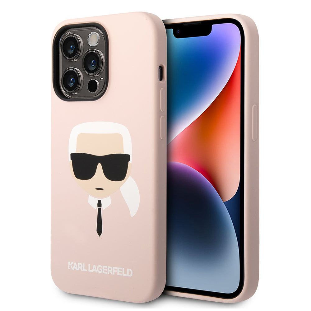 Karl Lagerfeld - Silicone MagSafe (KLHMP14XSLKHLP) - iPhone 14 Pro Max - Light Pink Karl`s Head