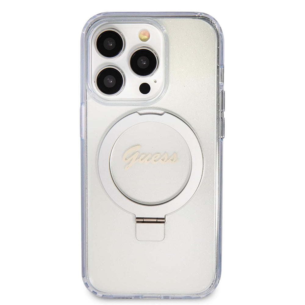 Guess MagSafe Ring Stand Glitter Hard Case Θήκη προστασίας από σιλικόνη – iPhone 15 Pro Max (Διάφανη – GUHMP15XHRSGSD)