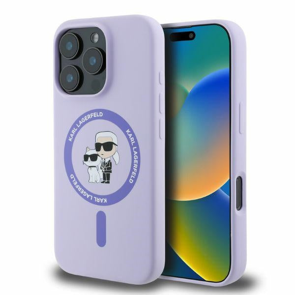 Karl Lagerfeld - Silicone Ring MagSafe (KLHMP16LSCMKCRHU) - iPhone 16 Pro - Purple Karl&Choupette