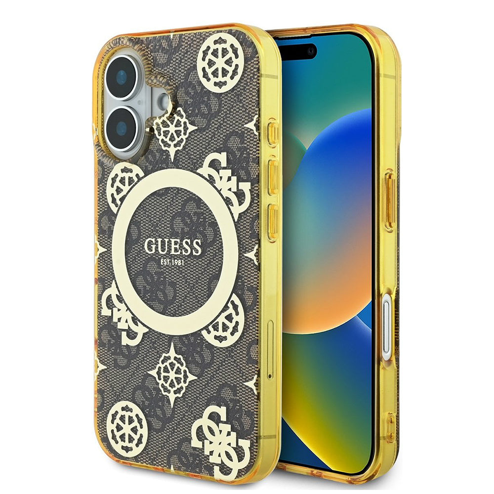 Guess - IML Peony On 4G Background MagSafe (GUHMP16SH4PYEEW) - iPhone 16 - Brown