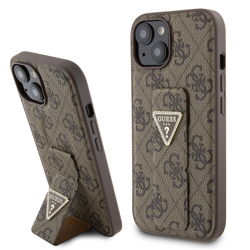 Guess - Grip Stand 4G Triangle Strass (GUHCP15SPGS4TDW) - iPhone 15 - Brown
