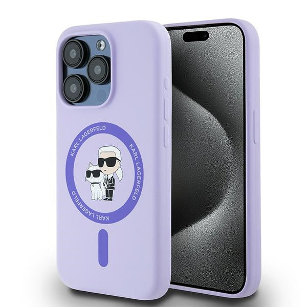 Karl Lagerfeld - Silicone Ring MagSafe (KLHMP15LSCMKCRHU) - iPhone 15 Pro - Purple Karl&Choupette