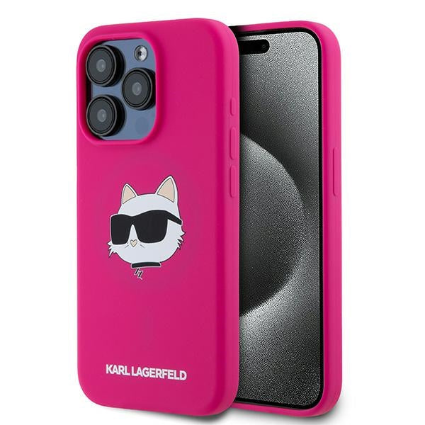 Karl Lagerfeld - Silicone MagSafe (KLHMP15LSCHPPLF) - iPhone 15 Pro - Fuchsia Choupette Head