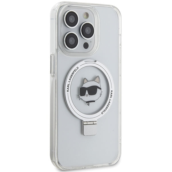 Karl Lagerfeld Magsafe Ringstand Case “Choupette’s Head” Θήκη προστασίας από σκληρό πλαστικό για iPhone 15 Pro (White – KLHMP15LHMRSCHH)