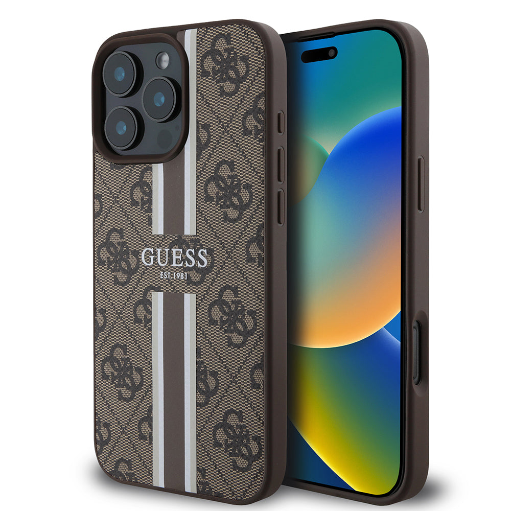 Guess - Hardcase 4G Printed Stripes MagSafe (GUHMP16XP4RPSW) - iPhone 16 Pro Max - Brown