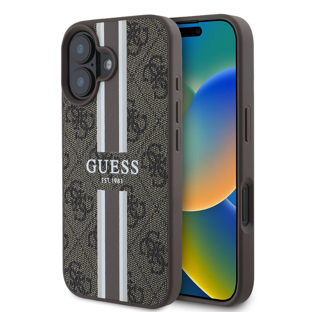 Guess - Hardcase 4G Printed Stripes MagSafe (GUHMP16SP4RPSW) - iPhone 16 - Brown