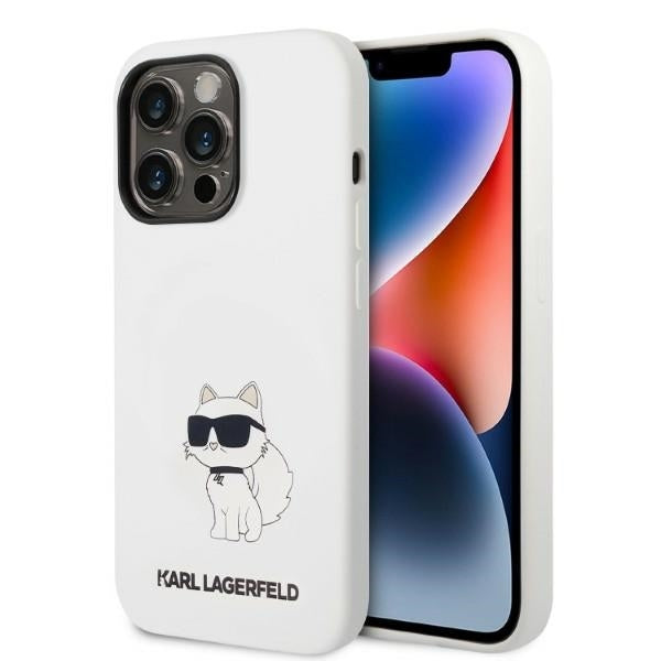 Karl Lagerfeld - Silicone MagSafe (KLHMP14LSNCHBCH) - iPhone 14 Pro - White Choupette