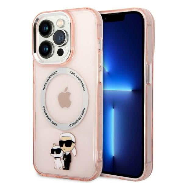 Karl Lagerfeld - Hardcase MagSafe (KLHMP14LHNKCIP) - iPhone 14 Pro - Pink Iconic Karl&Choupette