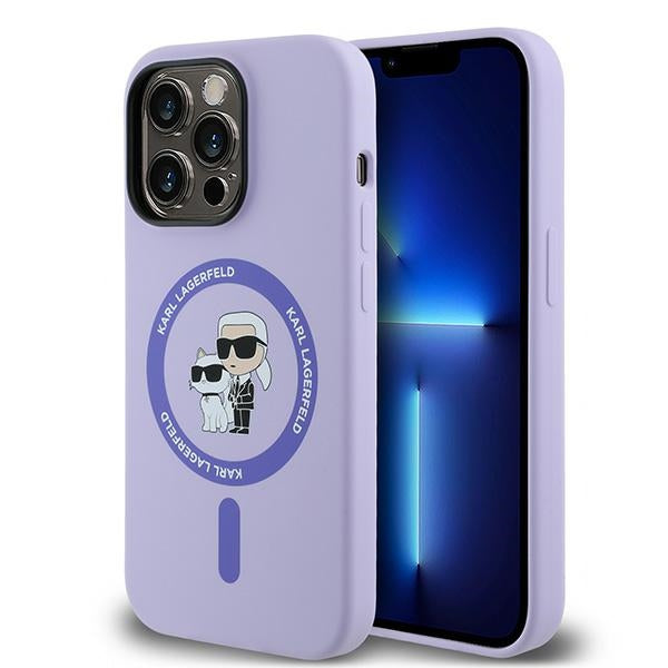 Karl Lagerfeld - Silicone Ring MagSafe (KLHMP14LSCMKCRHU) - iPhone 14 Pro - Purple Karl&Choupette Head