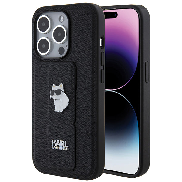 Karl Lagerfeld - Saffiano Gripstand (KLHCP14LGSACHPK) - iPhone 14 Pro - Choupette