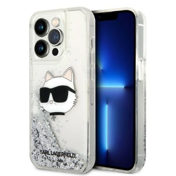 Karl Lagerfeld - Hardcase Glitter (KLHCP14LLNCHCS) - iPhone 14 Pro - Silver Choupette Head
