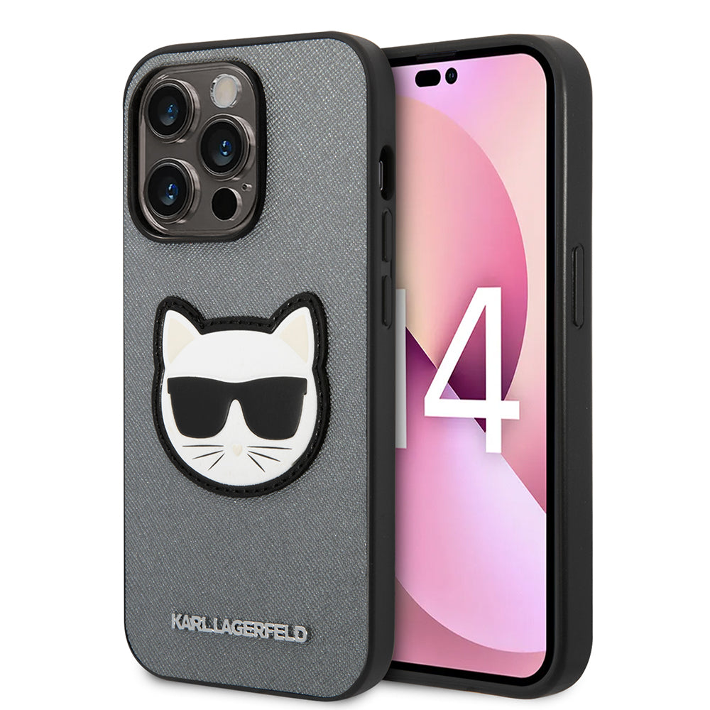 Karl Lagerfeld - Saffiano (KLHCP14LSAPCHG) - iPhone 14 Pro - Silver Choupette Head