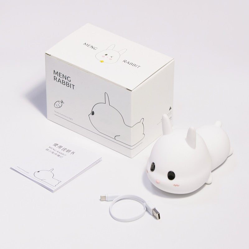 Designnest® Meng Rabbit Night Lamp Κουνελάκι Φωτιστικό νυκτός από μαλακή σιλικόνη με χρονοδιακόπτη