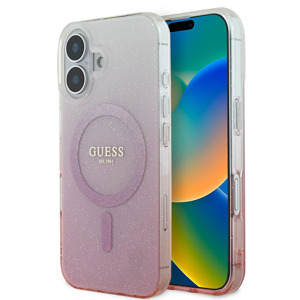 Guess - IML Glitter Gradient MagSafe (GUHMP16SHGRCELP) - iPhone 16 - Pink