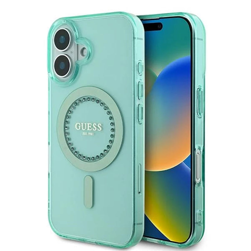 Guess - IML Rhinestones MagSafe (GUHMP16SPFTDTEN) - iPhone 16 - Green