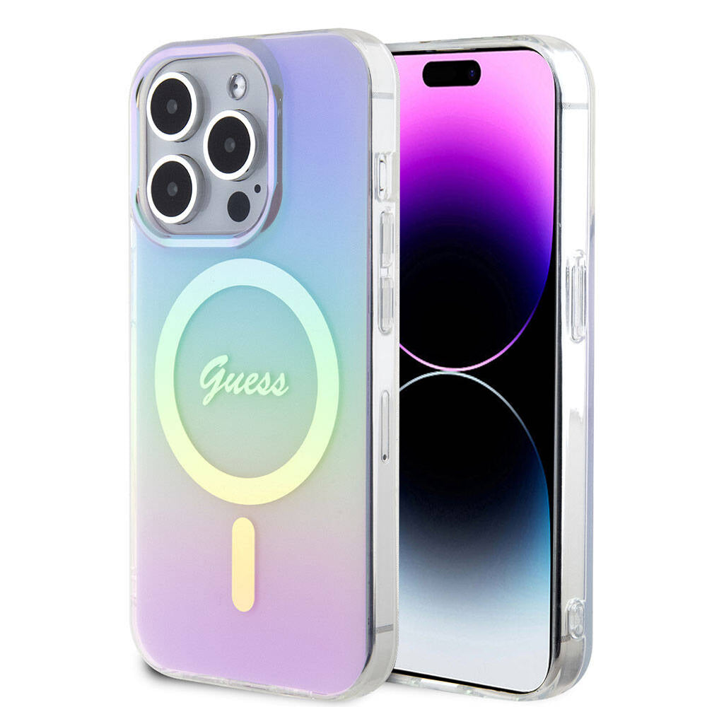 Guess Iridescent Magsafe Case Πολύχρωμη θήκη προστασίας από σκληρό πλαστικό – iPhone 15 Pro Max (Rainbow Purple – GUHMP15XHITSU)