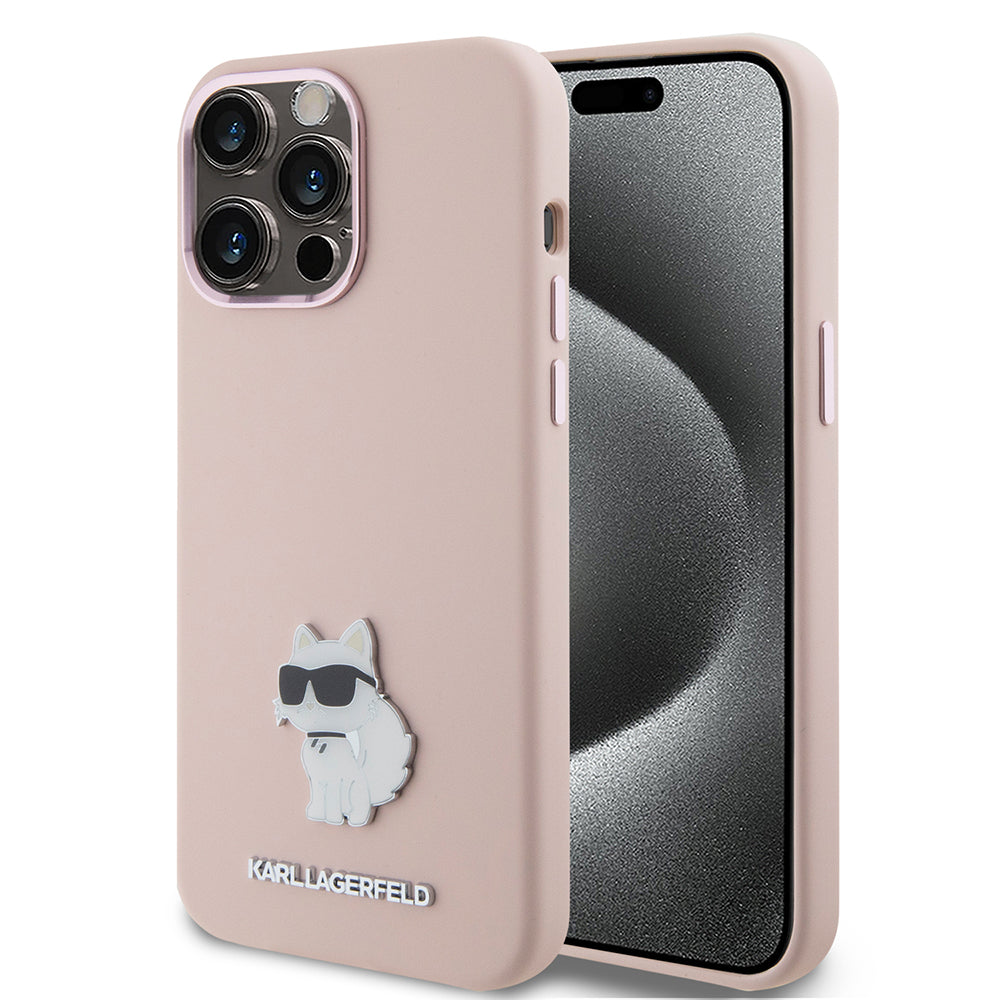 Karl Lagerfeld Choupette Metal Pin Hard Case Θήκη προστασίας από σιλικόνη – iPhone 15 Pro Max (Pink – KLHCP15XSMHCNPP)
