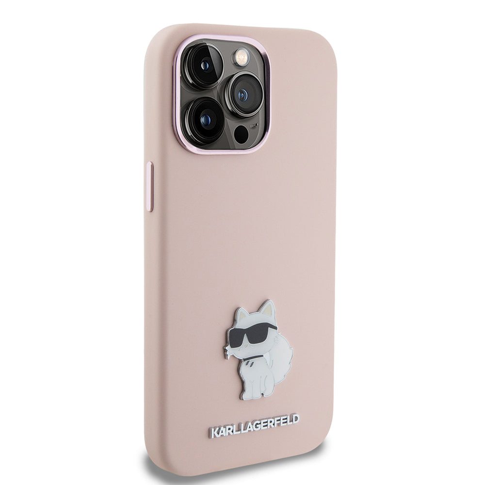 Karl Lagerfeld Choupette Metal Pin Hard Case Θήκη προστασίας από σιλικόνη – iPhone 15 Pro Max (Pink – KLHCP15XSMHCNPP)