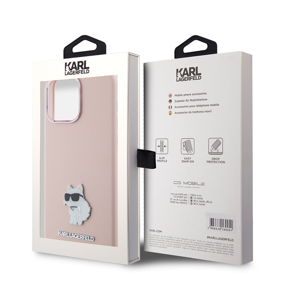 Karl Lagerfeld Choupette Metal Pin Hard Case Θήκη προστασίας από σιλικόνη – iPhone 15 Pro Max (Pink – KLHCP15XSMHCNPP)