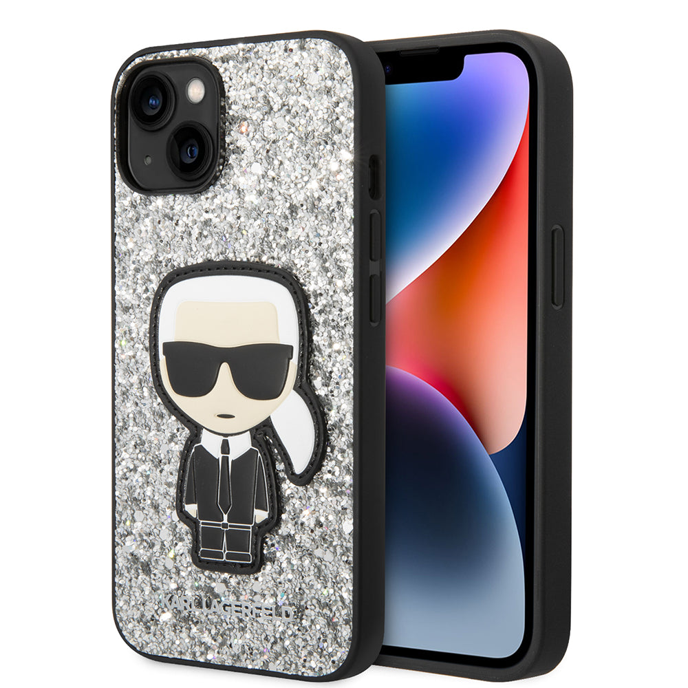 Karl Lagerfeld - Hardcase Glitter (KLHCP14SGFKPG) - iPhone 14 - Silver Flakes Ikonik