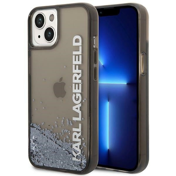 Karl Lagerfeld Liquid Glitter Translucent Case Elongated Logo Θήκη προστασίας – iPhone 14 Plus (Clear Black/Glitter)