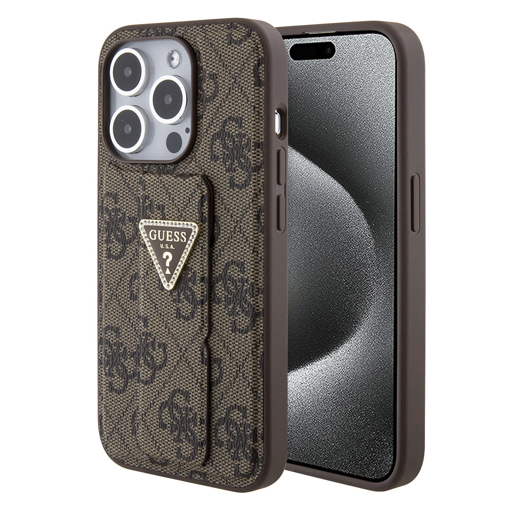 Guess - Grip Stand 4G Triangle Strass (GUHCP15XPGS4TDW) - iPhone 15 Pro Max - Brown