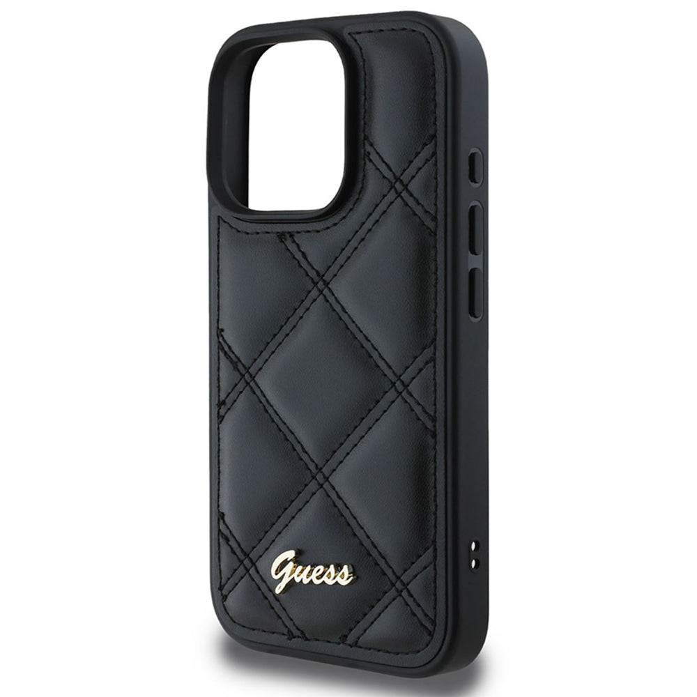 Guess “Quilted Metal Logo Collection” Case Θήκη προστασίας από δερματίνη – iPhone 16 Pro (Μαύρο – GUHCP16LPSQSQSK)