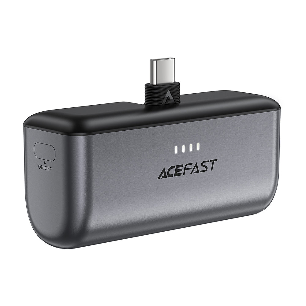 Acefast - Power Bank (M9-5000) - 2x Type-C, PD20W, 5000mAh, LED Indicator, Folding Plug, with Type-C Cable, 0.3m - Black