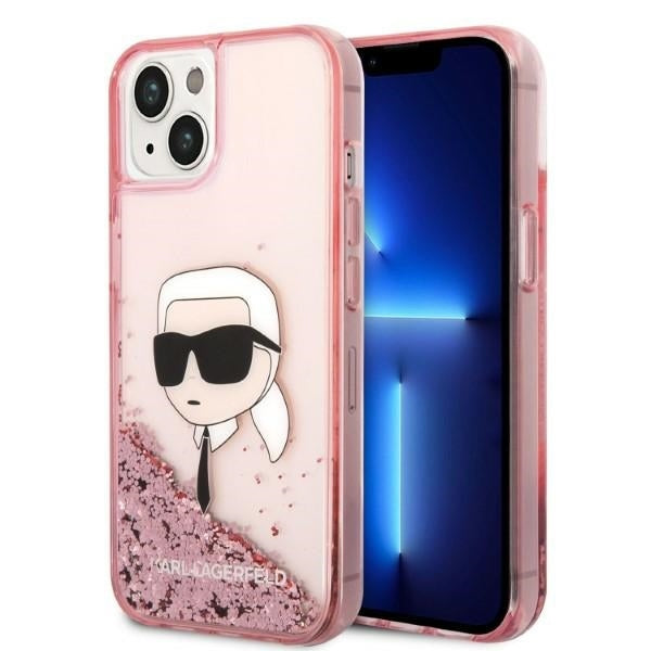 Karl Lagerfeld - Hardcase Glitter (KLHCP14MLNKHCP) - iPhone 14 Plus - Pink Karl Head