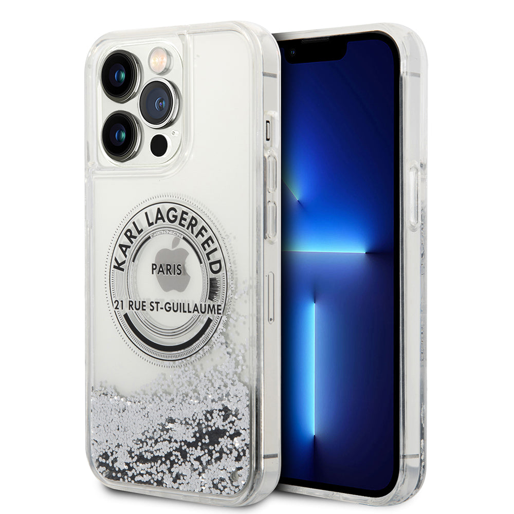 Karl Lagerfeld - Hardcase Liquid Glitter (KLHCP14XLCRSGRS) - iPhone 14 Pro Max - Silver RSG