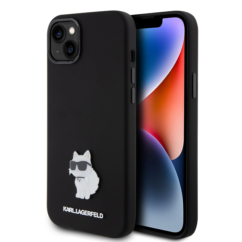 Karl Lagerfeld - Silicone (KLHCP15MSMHCNPK) - iPhone 15 Plus - Choupette Metal Pin