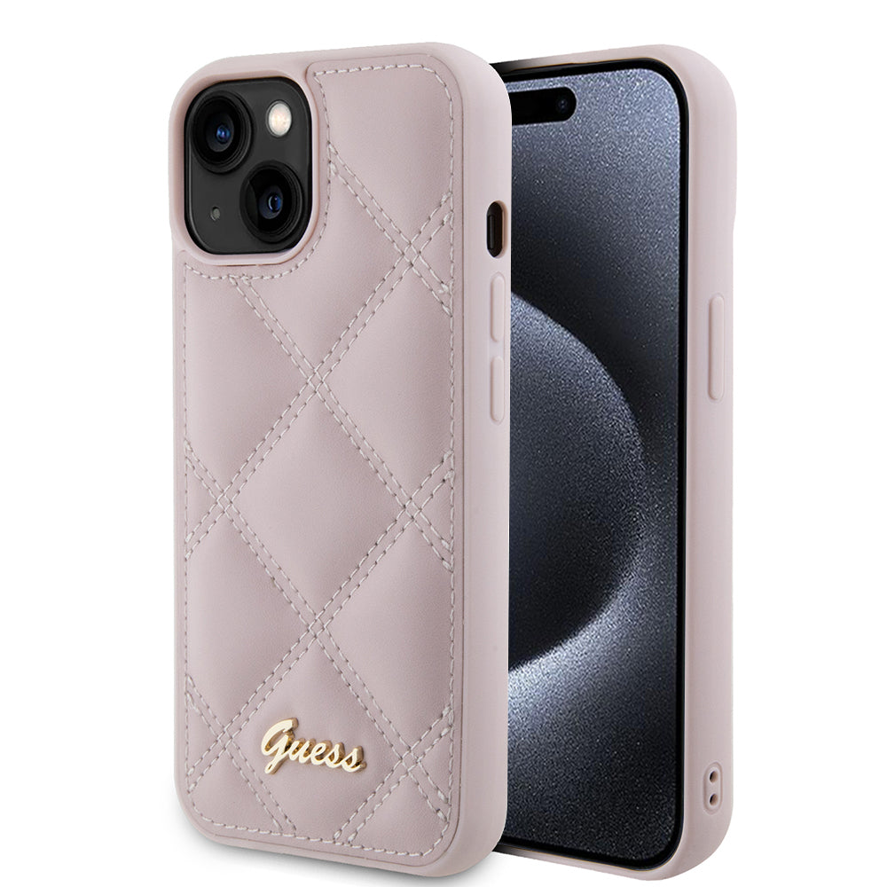Guess - Quilted Metal Logo (GUHCP15SPSQSQSP) - iPhone 15 - Pink