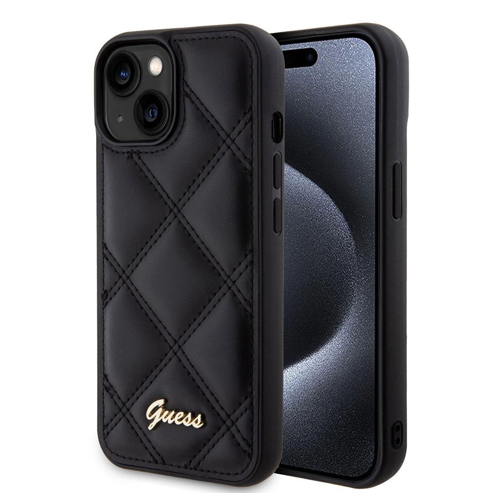 Guess - Quilted Metal Logo (GUHCP15SPSQSQSK) - iPhone 15 - Black
