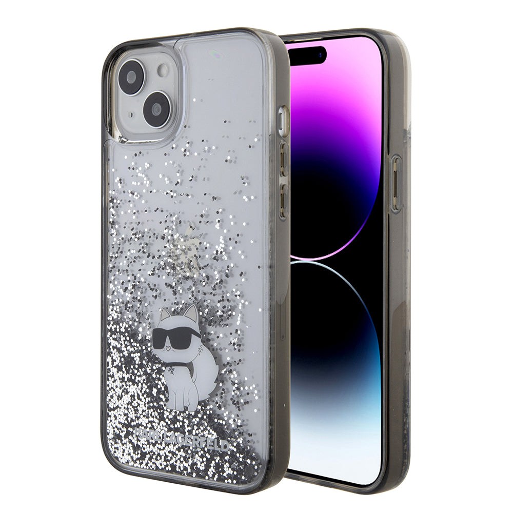 Karl Lagerfeld - Hardcase Liquid Glitter (KLHCP15MLKCNSK) - iPhone 15 Plus - Transparent Choupette