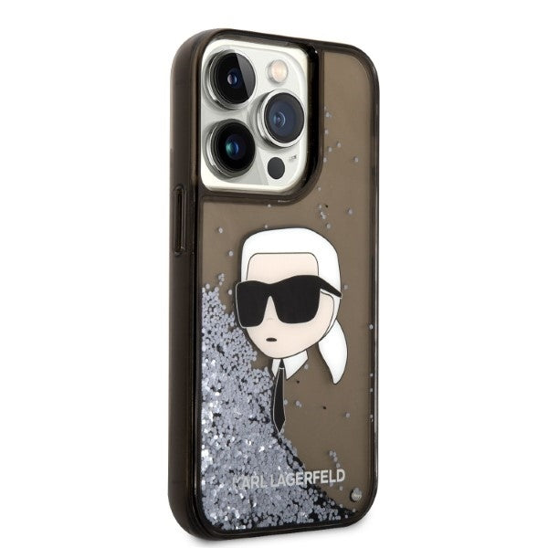 Karl Lagerfeld Ikonik Case Karl's Head Θήκη προστασίας από σκληρό πλαστικό – iPhone 14 Pro Max (Clear Black/Glitter)