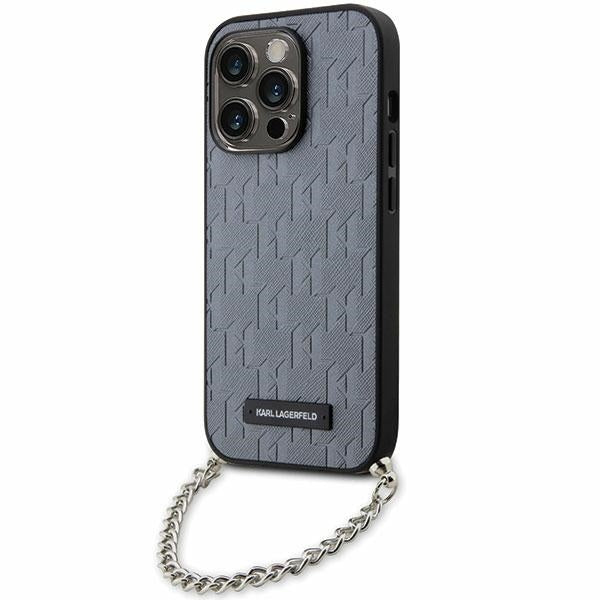 Karl Lagerfeld - Saffiano Monogram Chain (KLHCP14XSACKLHPG) - iPhone 14 Pro Max - Silver