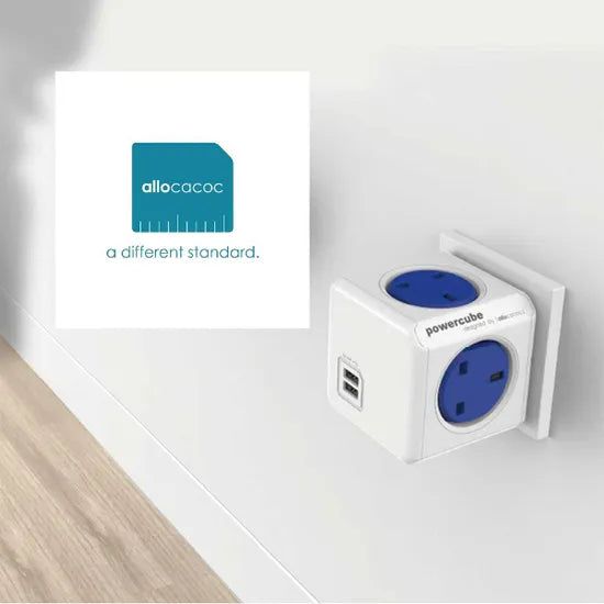 Allocacoc PowerCube Original 5 Outlets – UK With X2 Usb (Blue) - Πολύπριζο 5 θέσεων UK x 2 USB Μπλε - (7200BL/UKOUPC)