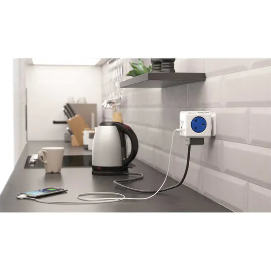 Allocacoc PowerCube Original 5 Outlets – UK With X2 Usb (Blue) - Πολύπριζο 5 θέσεων UK x 2 USB Μπλε - (7200BL/UKOUPC)
