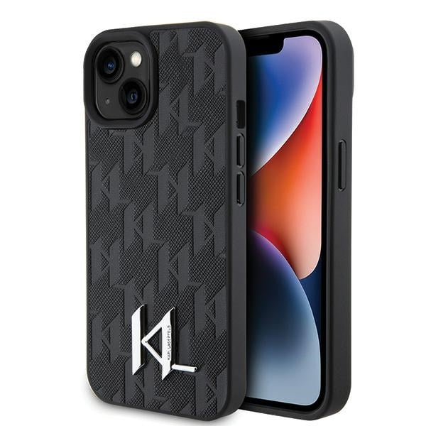 Karl Lagerfeld - Hardcase Leather Monogram (KLHCP15SPKLPKLK) - iPhone 15 - Hot Stamp Metal Logo