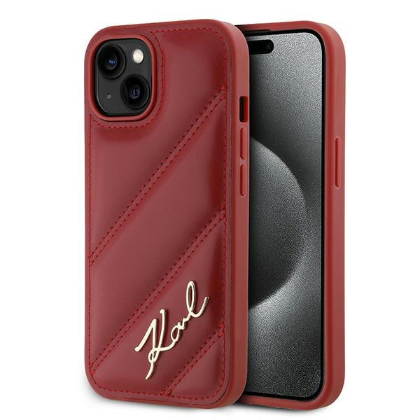 Karl Lagerfeld - Diagonal Quilted Script (KLHCP15SPQDSMGR) - iPhone 15 - Red