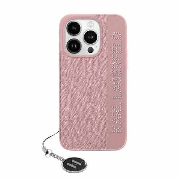 Karl Lagerfeld - Saffiano Rhinestones&Charm (KLHCP15XPSAKDGCP) - iPhone 15 Pro Max - Pink