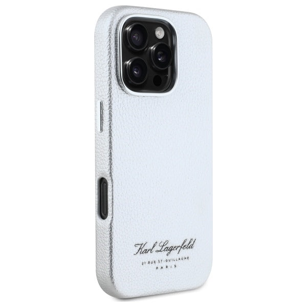 Karl Lagerfeld “Rue St.Guillaume Logo Collection” Θήκη προστασίας από σιλικόνη – iPhone 16 Pro (Γκρι – KLHCP16LPGWCMKHK)