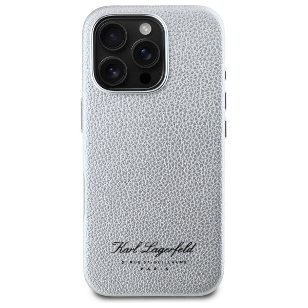 Karl Lagerfeld “Rue St.Guillaume Logo Collection” Θήκη προστασίας από σιλικόνη – iPhone 16 Pro (Γκρι – KLHCP16LPGWCMKHK)