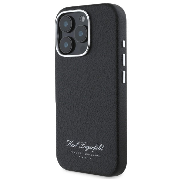 Karl Lagerfeld “Rue St.Guillaume Logo Collection” Θήκη προστασίας από σιλικόνη – iPhone 16 Pro (Μαύρο – KLHCP16LPGWCMKHK)