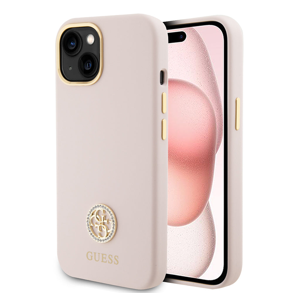 Guess - Silicone Logo Strass 4G (GUHCP15SM4DGPP) - iPhone 15 - Light Pink