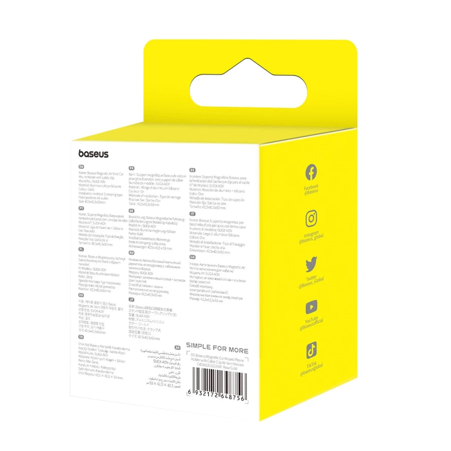 Baseus - Car Holder (C40141201G13-00) - Magnetic Grip for Air Vent - Rose Gold